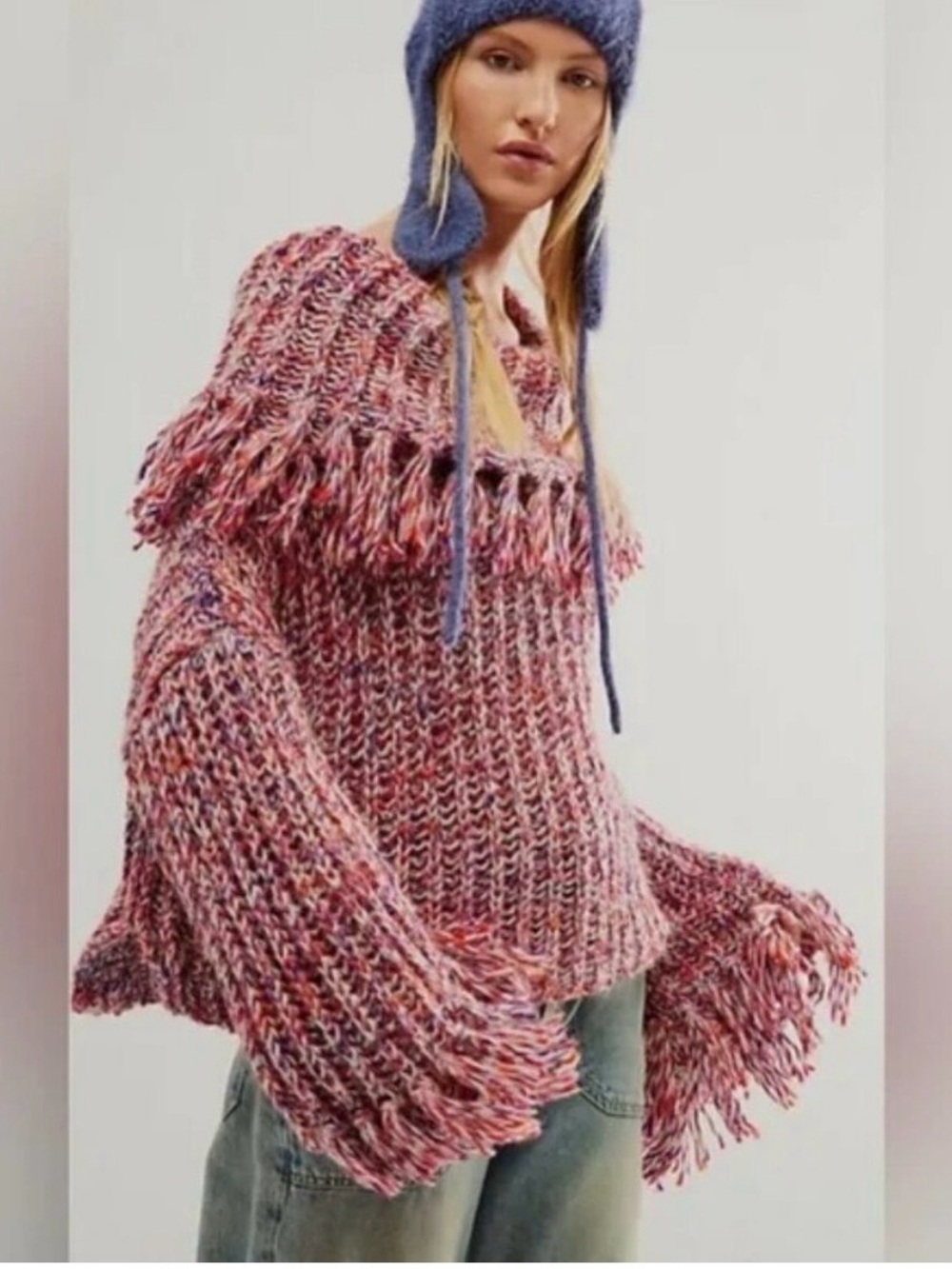 Free people Multicolor Fringe Knit Sweater - Women